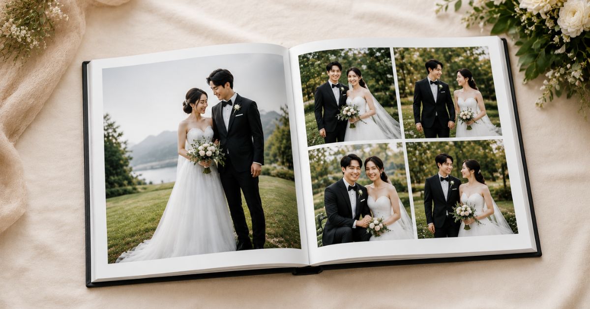 Wedding photo book Japan couple portrait and collage layout