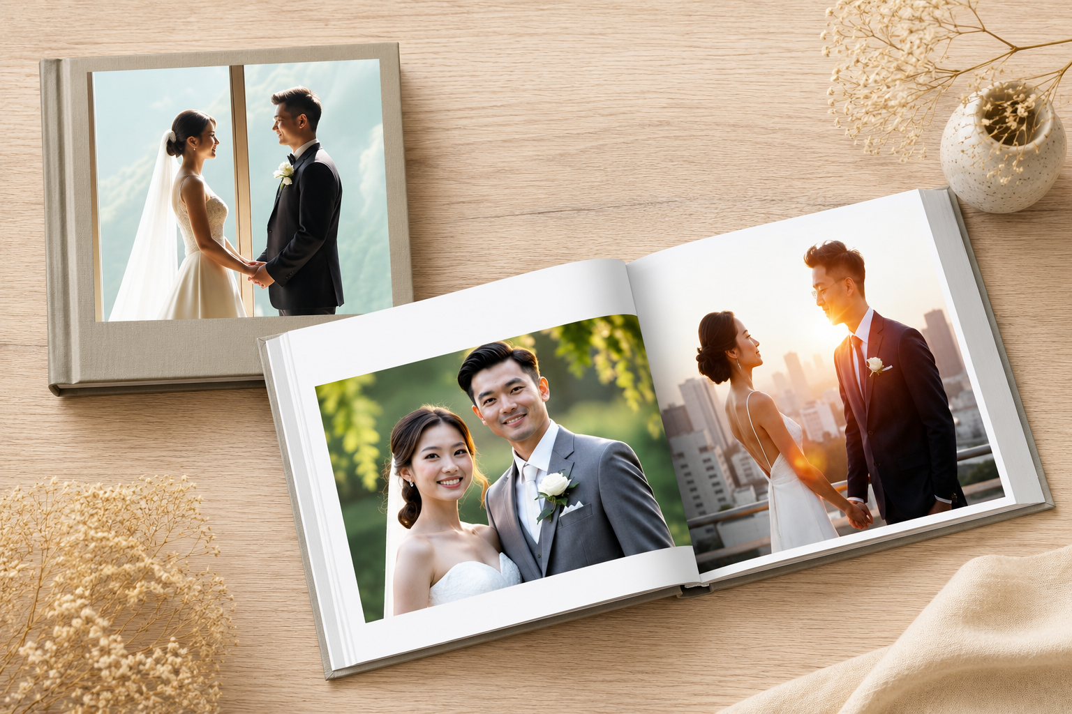 Layflat wedding anniversary photobook celebrating ten years of marriage in Japan